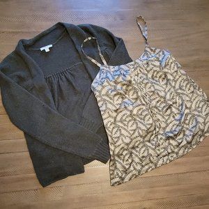 Jacob Silk Tank and Sweater Set. Sage & Forest Green, Size Med